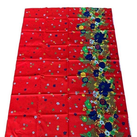 Vintage Floral Vibrant Flower Power Border Cranston Schwartz Liebman Red Blue - Picture 3 of 15